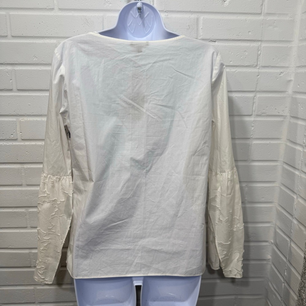 Massimo Dutti VNeck Blouse Silk Blend Bell Sleeve Floral Sz 6 NWT Minor‎ Blemish - Picture 5 of 16